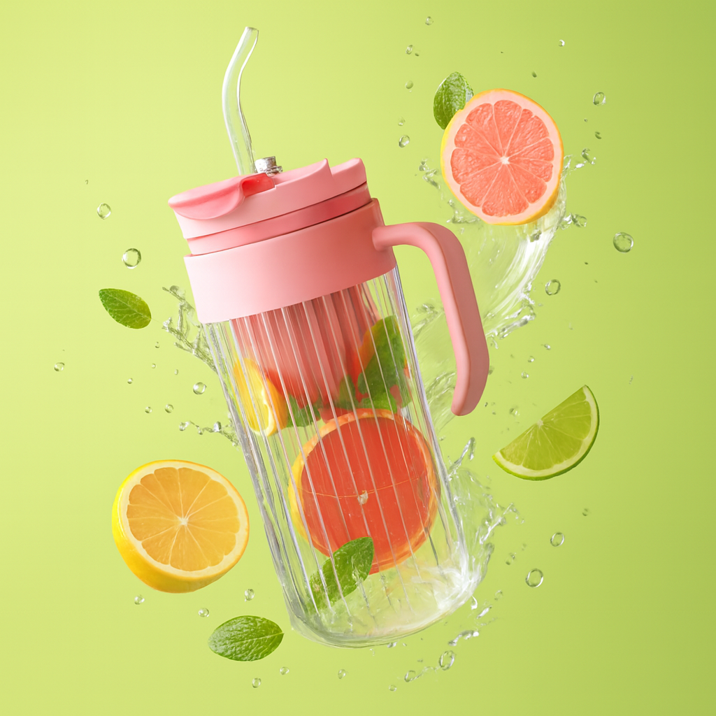 Inarkaa 550ml Glass Tumbler with Infuser Lid, Handle & Straw | Leakproof Sipper Cup for Juice, Coffee, Iced Tea & Cocktails | BPA-Free Borosilicate Glass | Home, Office & Travel
 thumbnail 4