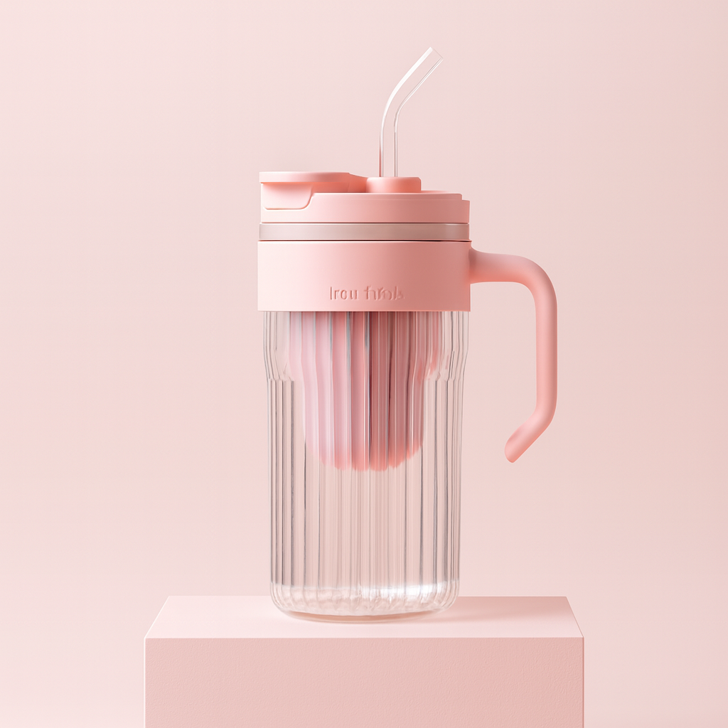 Inarkaa 550ml Glass Tumbler with Infuser Lid, Handle & Straw | Leakproof Sipper Cup for Juice, Coffee, Iced Tea & Cocktails | BPA-Free Borosilicate Glass | Home, Office & Travel
 thumbnail 5