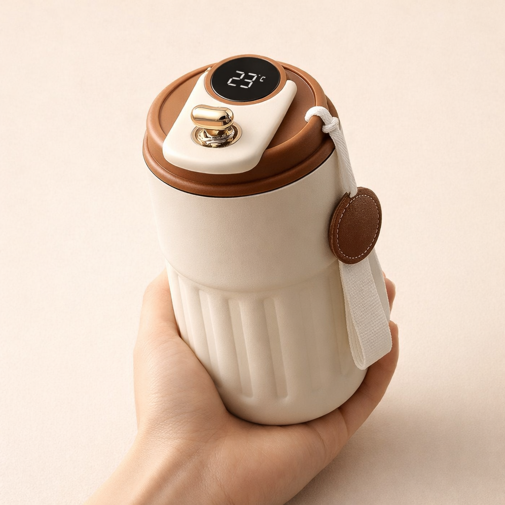 Inarkaa Smart Temperature Display Coffee Mug | 450ml Double Wall Vacuum Insulated Stainless Steel Travel Tumbler | Leakproof Lid | Keeps Hot & Cold 6 Hours | Office, Travel & Gifting