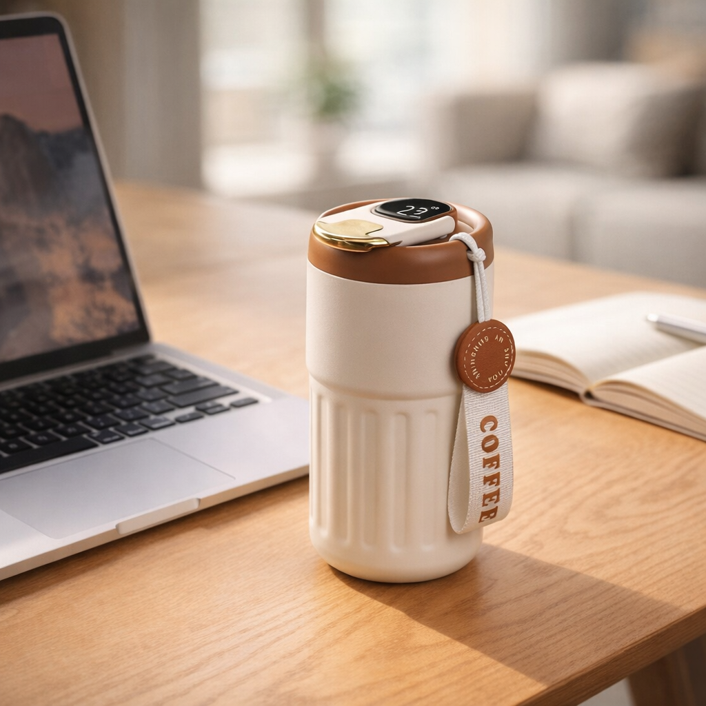 Inarkaa Smart Temperature Display Coffee Mug | 450ml Double Wall Vacuum Insulated Stainless Steel Travel Tumbler | Leakproof Lid | Keeps Hot & Cold 6 Hours | Office, Travel & Gifting thumbnail 4